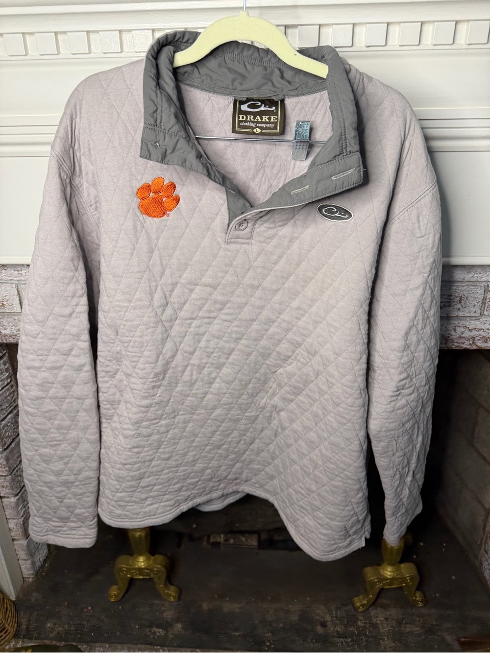Drake Clothing Company Quilted Pullover with Clemson Paw Embroidery